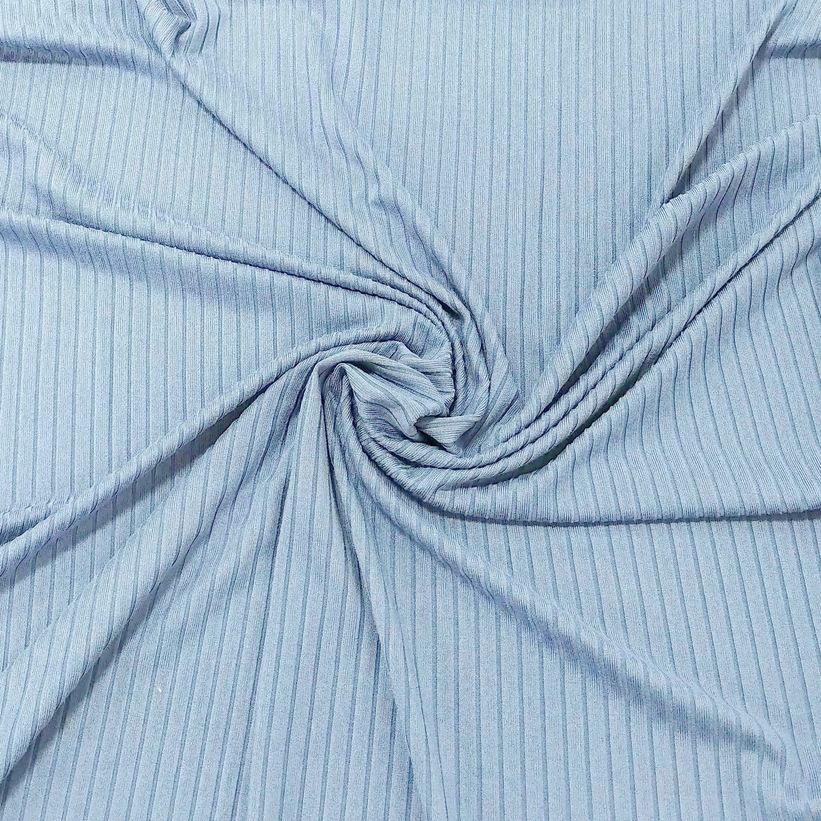 Solid Light Blue Poly Spandex 4 Way Stretch 8x3 Rib Knit
