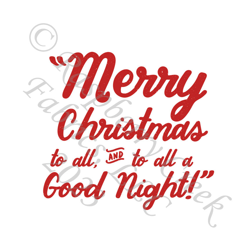 Red and White Merry Christmas To All and To All a Good Night Panel, Merry Kitschmas by Bri Powell for CLUB Fabrics