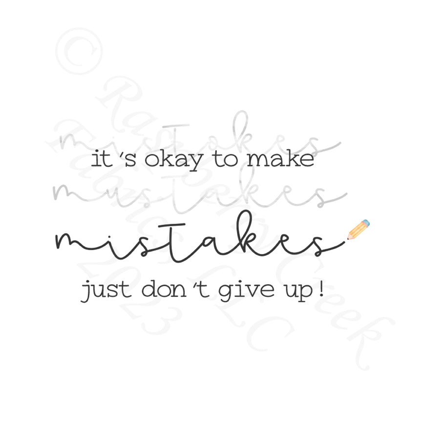 Grey Charcoal and Yellow It's Okay To Make Mistakes Panel, Mini Prep School by Bri Powell for Club Fabrics