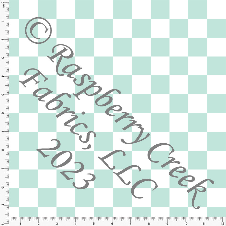Mint and White Checker Print Fabric, Basics for CLUB Fabrics
