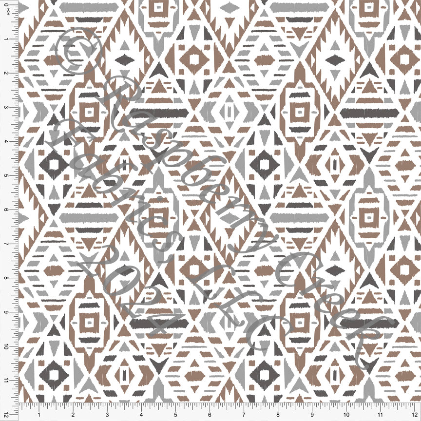 Tonal Light Milk Chocolate Grey Charcoal and White Geometric Diamond Print Fabric, Monochrome for CLUB Fabrics