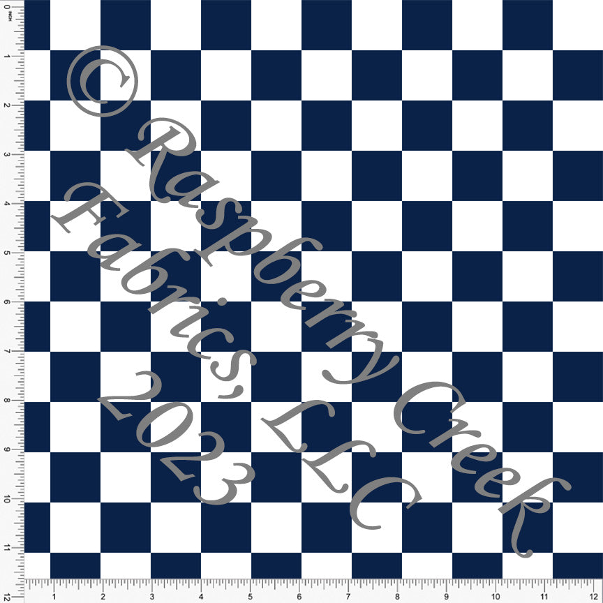 Navy and White Check Print Fabric, Basics for CLUB Fabrics