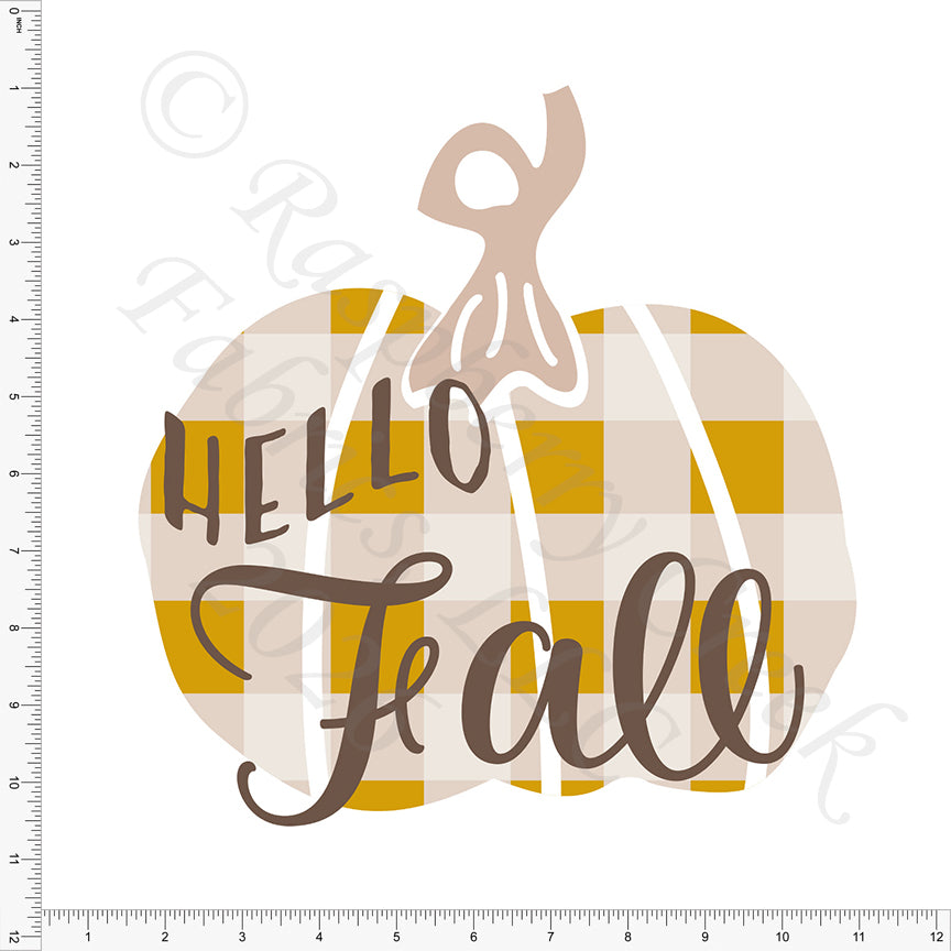 Khaki Mustard Milk Chocolate Hello Fall Pumpkin Panel, All Things Fall by Nice To Michiyo Design for CLUB Fabrics