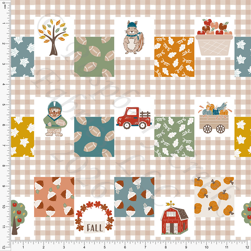 Khaki Sage Light Teal Red Rust All Things Fall Patchwork, All Things Fall by Nice To Michiyo Design for CLUB Fabrics