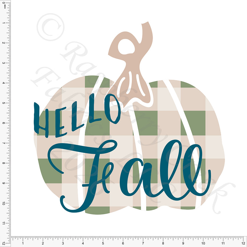 Khaki Sage Teal Hello Fall Pumpkin Panel, All Things Fall by Nice To Michiyo Design for CLUB Fabrics