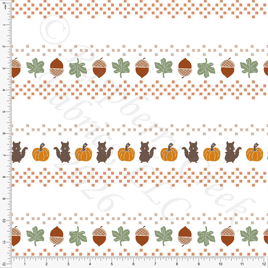 Orange Milk Chocolate Sage Rust Fair Isle Fall Stripe, All Things Fall by Nice To Michiyo Design for CLUB Fabrics