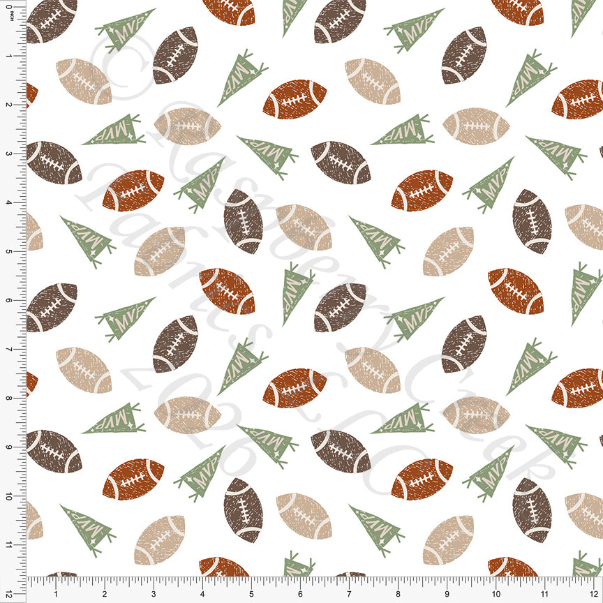 Sage Milk Chocolate Rust Khaki Footballs, All Things Fall by Nice To Michiyo Design for CLUB Fabrics