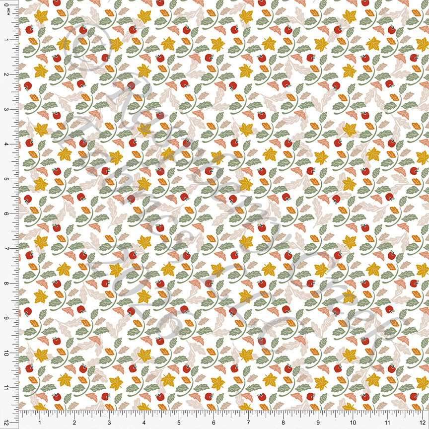 Sage Red Orange Khaki Ditsy Leaves, All Things Fall by Nice To Michiyo Design for CLUB Fabrics