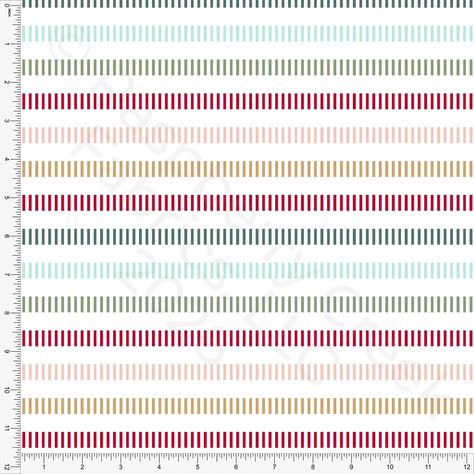 Red Khkai Dusty Pink Sage Dusty Hunter Green Border Stripe, Christmas Is Coming by Nice To Michiyo Design for CLUB Fabrics