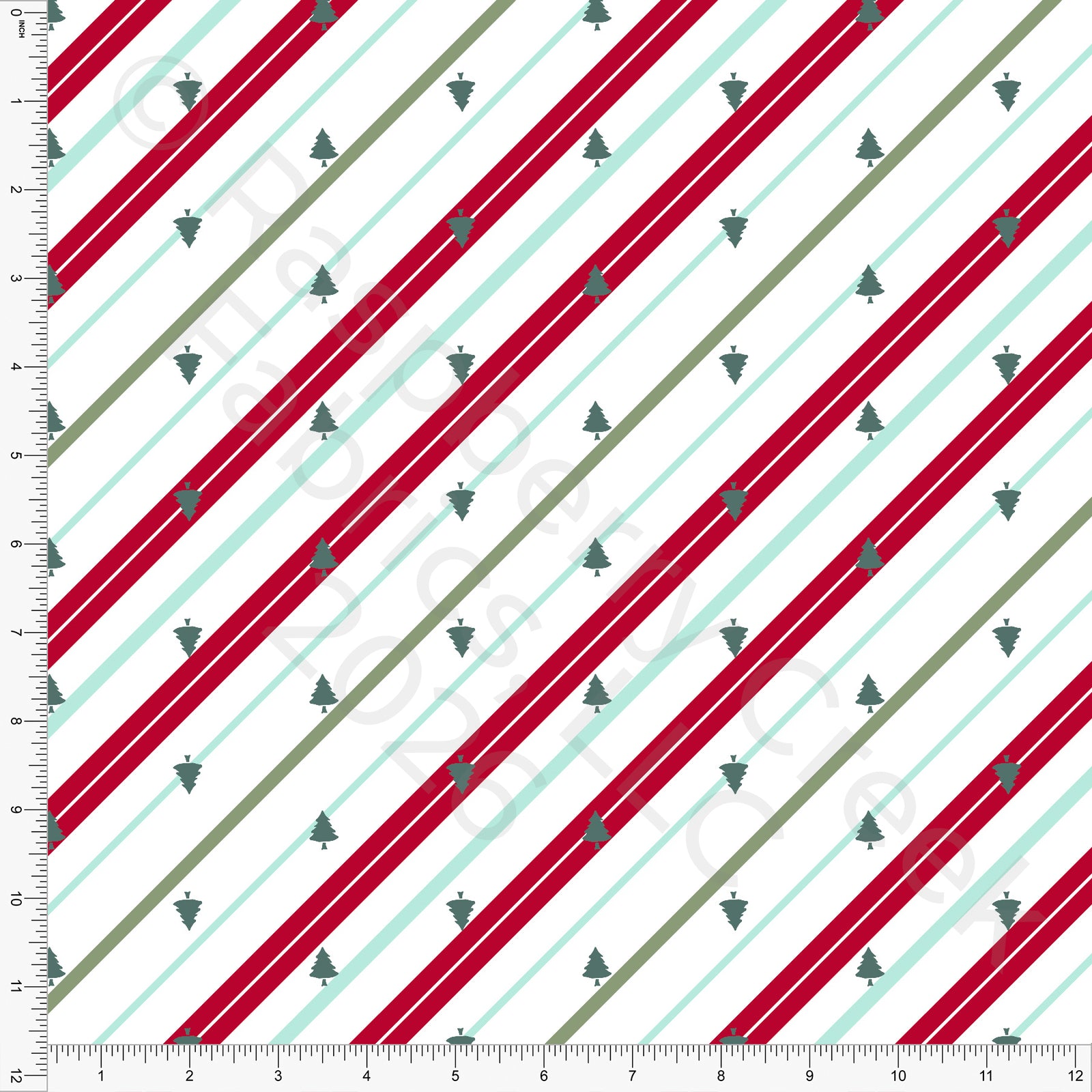 Red Sage Mint Dusty Hunter Green Diagonal Candy Stripe, Christmas Is Coming by Nice To Michiyo Design for CLUB Fabrics