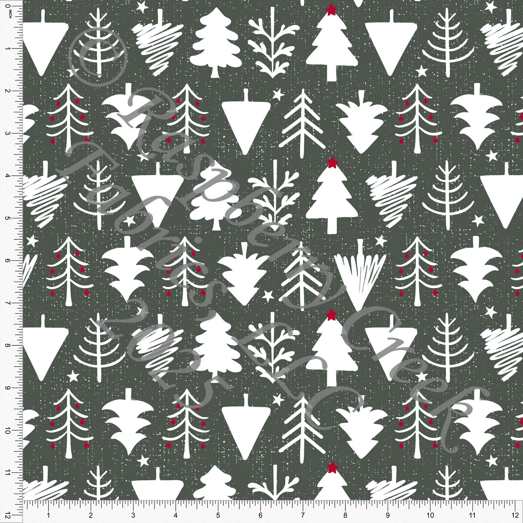 Tree Silhouettes Hunter Green Cottage Christmas by Nice To Michiyo for Christmas 2025 CLUB Fabrics