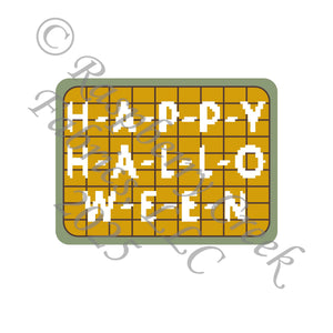 Happy Halloween Mustard Brown Sage Panel Pixel Halloween by Nice to Michiyo Halloween 2025 CLUB Fabrics