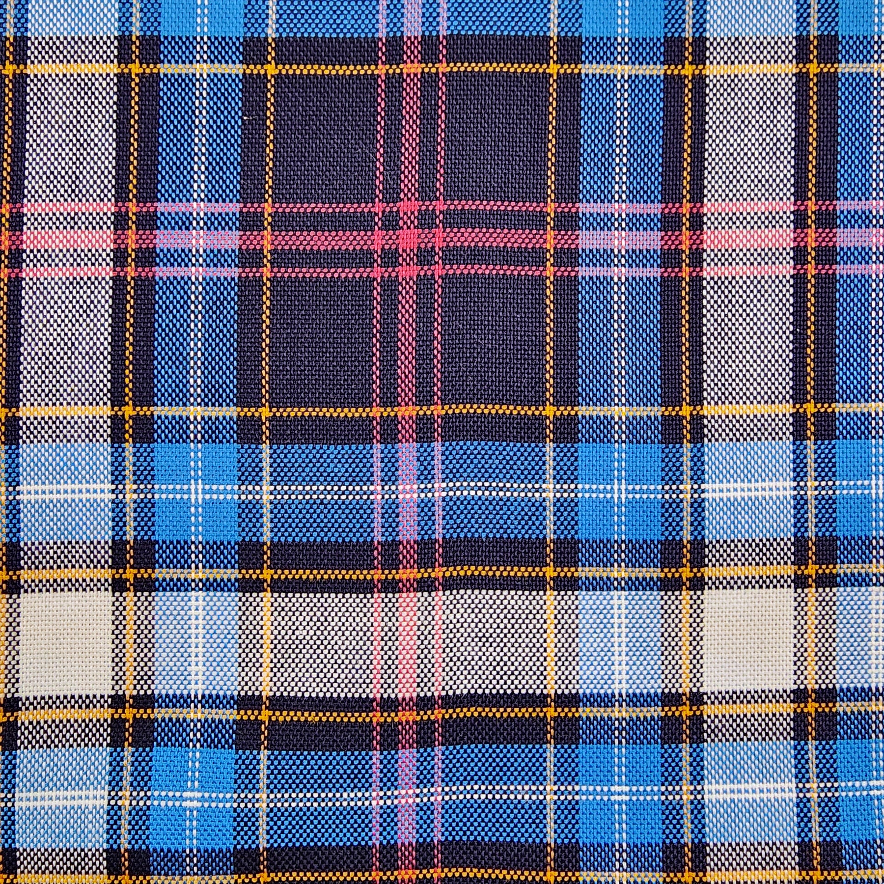 Blue, Navy, Pink, and Yellow Plaid Oxford Cotton Shirting