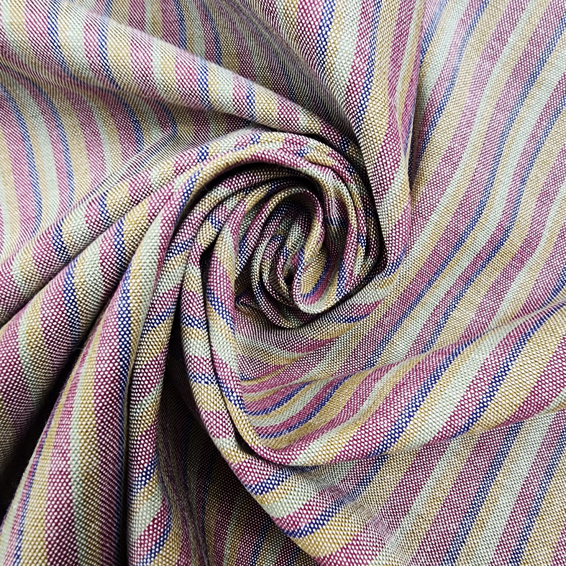 Wine Multicolor Stripe Oxford Cotton Shirting Swirled