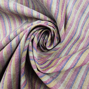 Wine Multicolor Stripe Oxford Cotton Shirting Swirled