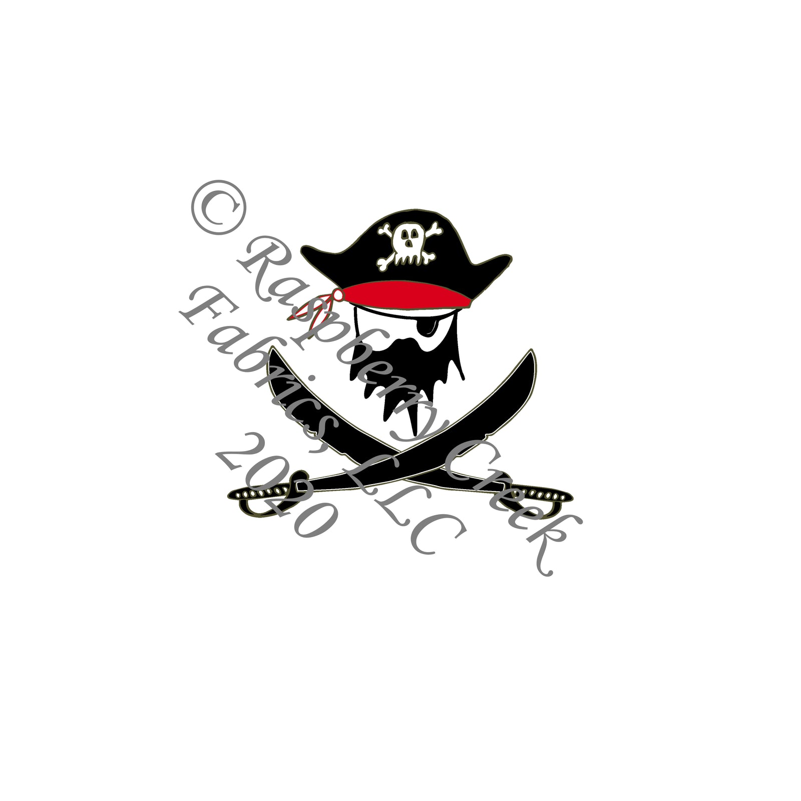Black Red and White Pirate Sword Panel, Pirates by Elise Peterson for Club Fabrics