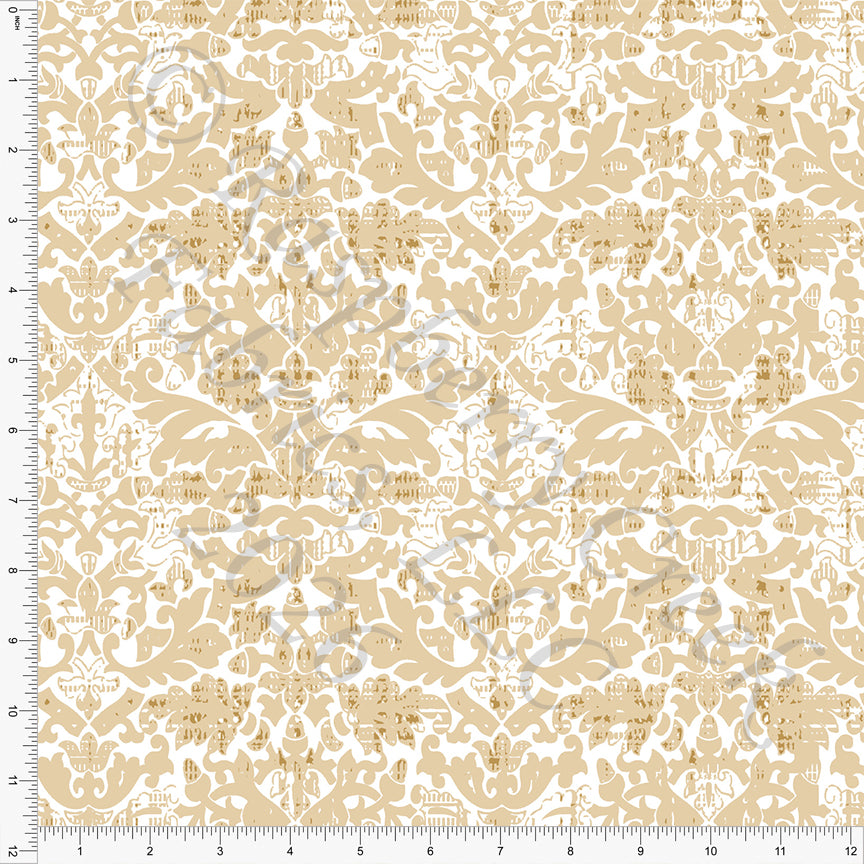 Dusty Mustard Abstract Damask, Ponte by Diana Rammell for CLUB Fabrics 