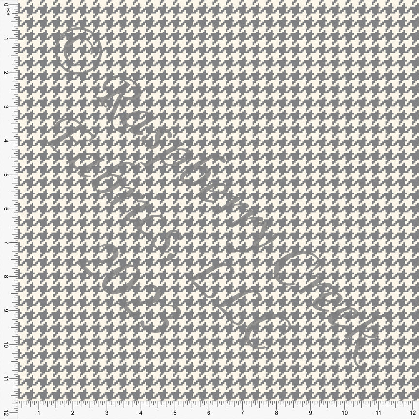Grey and Cream Mini Houndstooth Print Ponte De Roma Knit Fabric, CLUB Fabrics