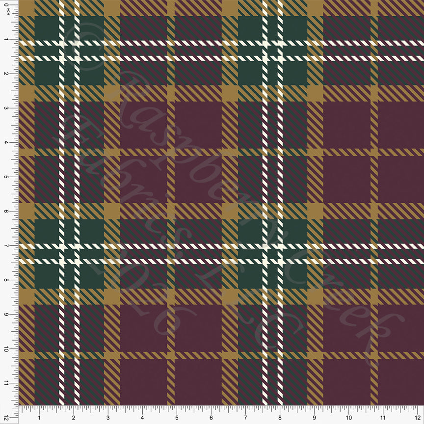 Hunter Mustard Raisin Plaid, Ponte by Diana Rammell for CLUB Fabrics