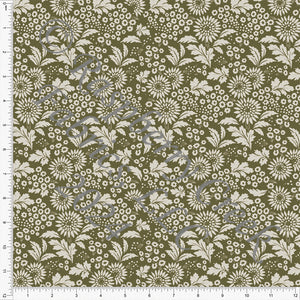 Light Olive Green and Cream Floral Print Ponte De Roma Knit Fabric, CLUB Fabrics