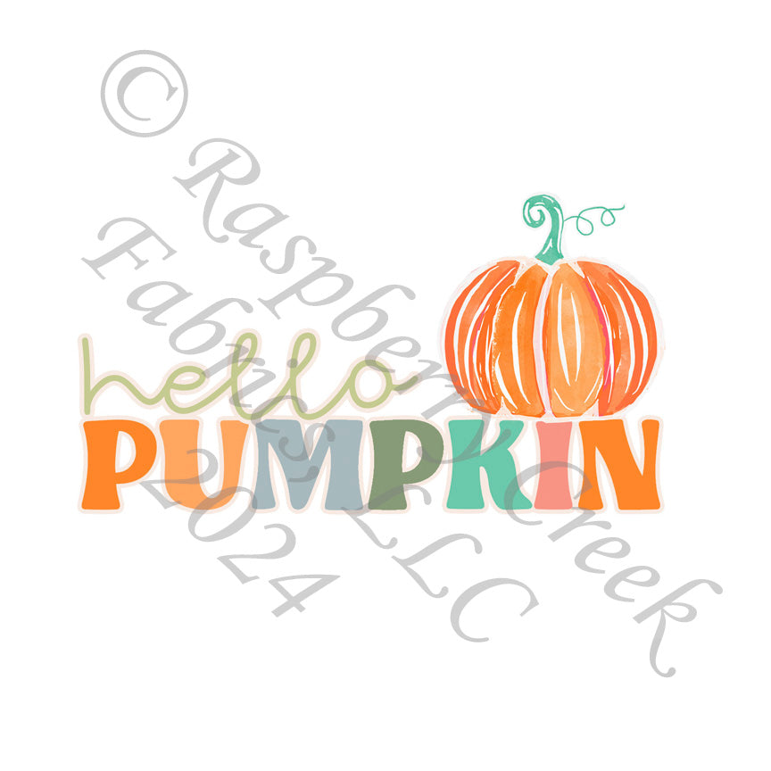 Orange Steel Blue Sage Seafoam and Coral Hello Pumpkin Panel, Preppy Little Things by Bri Powell for CLUB Fabrics
