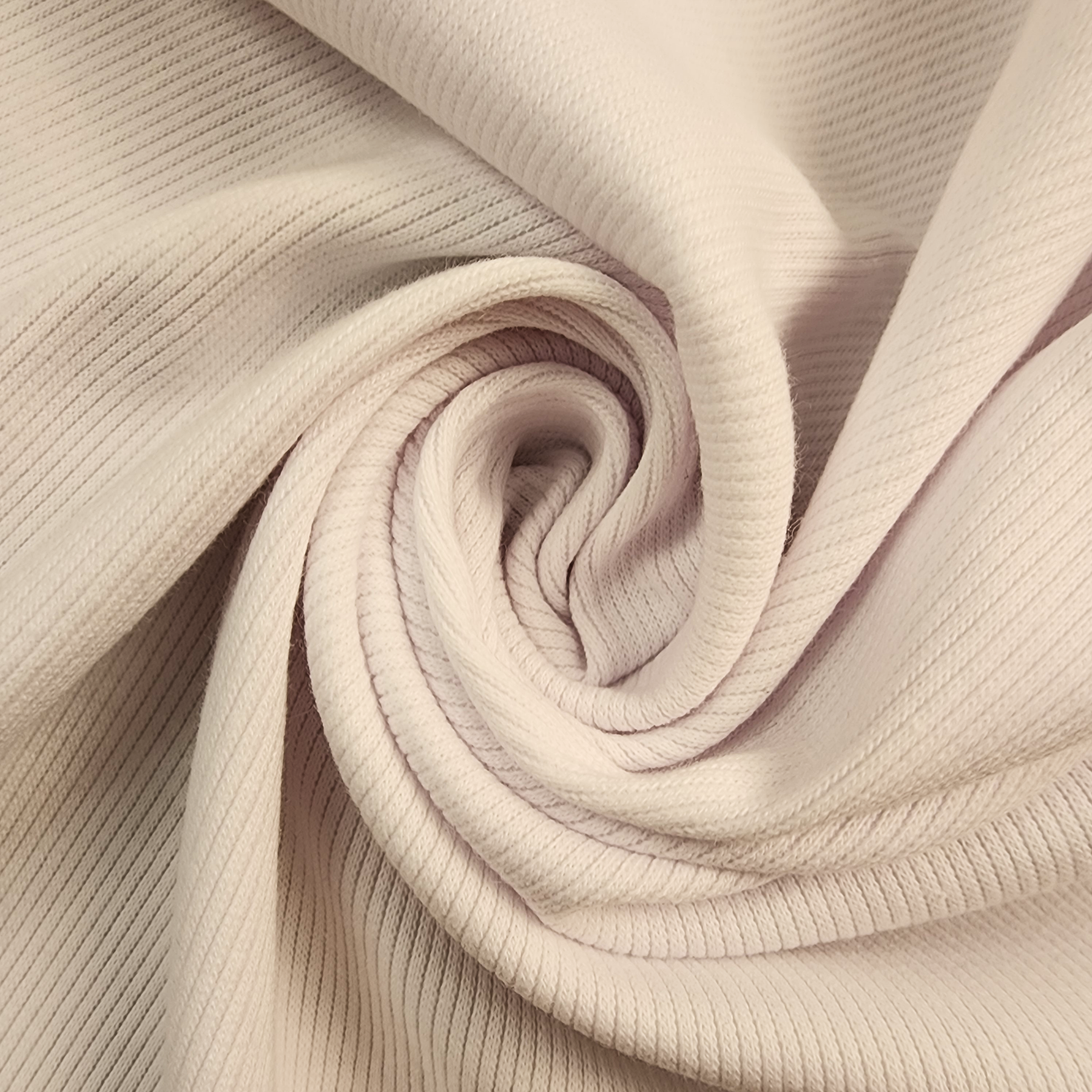 Solid Ivory 2x1 Rib Knit Swirled