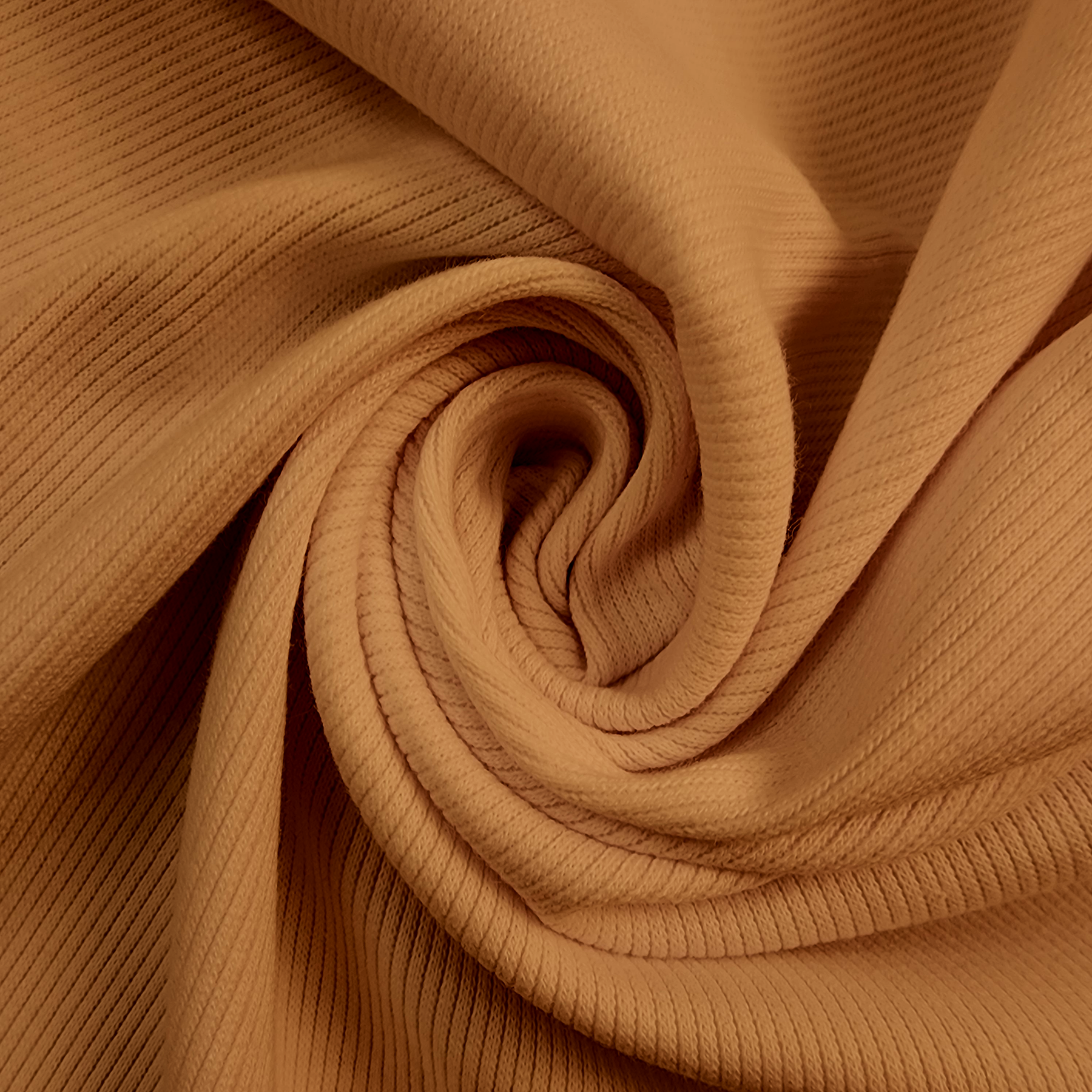 Solid Light Brown 2x1 Rib Knit Swirled