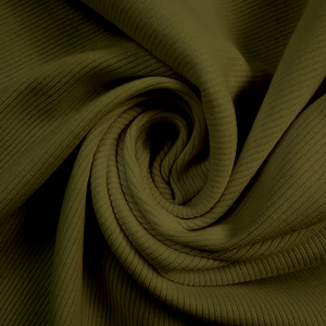Solid Olive Green 2x1 Rib Knit Swirled