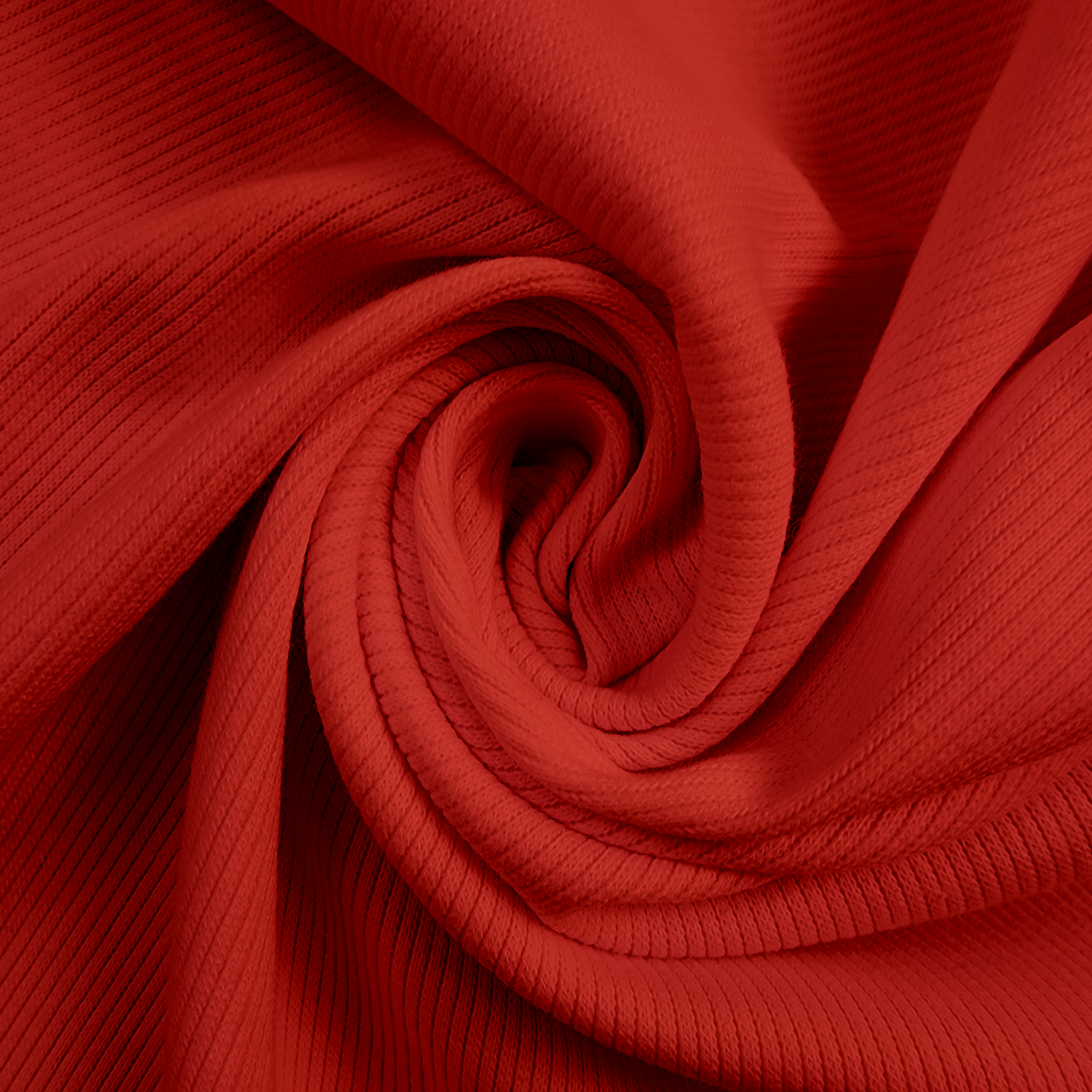 Solid Red 2x1 Rib Knit Swirled