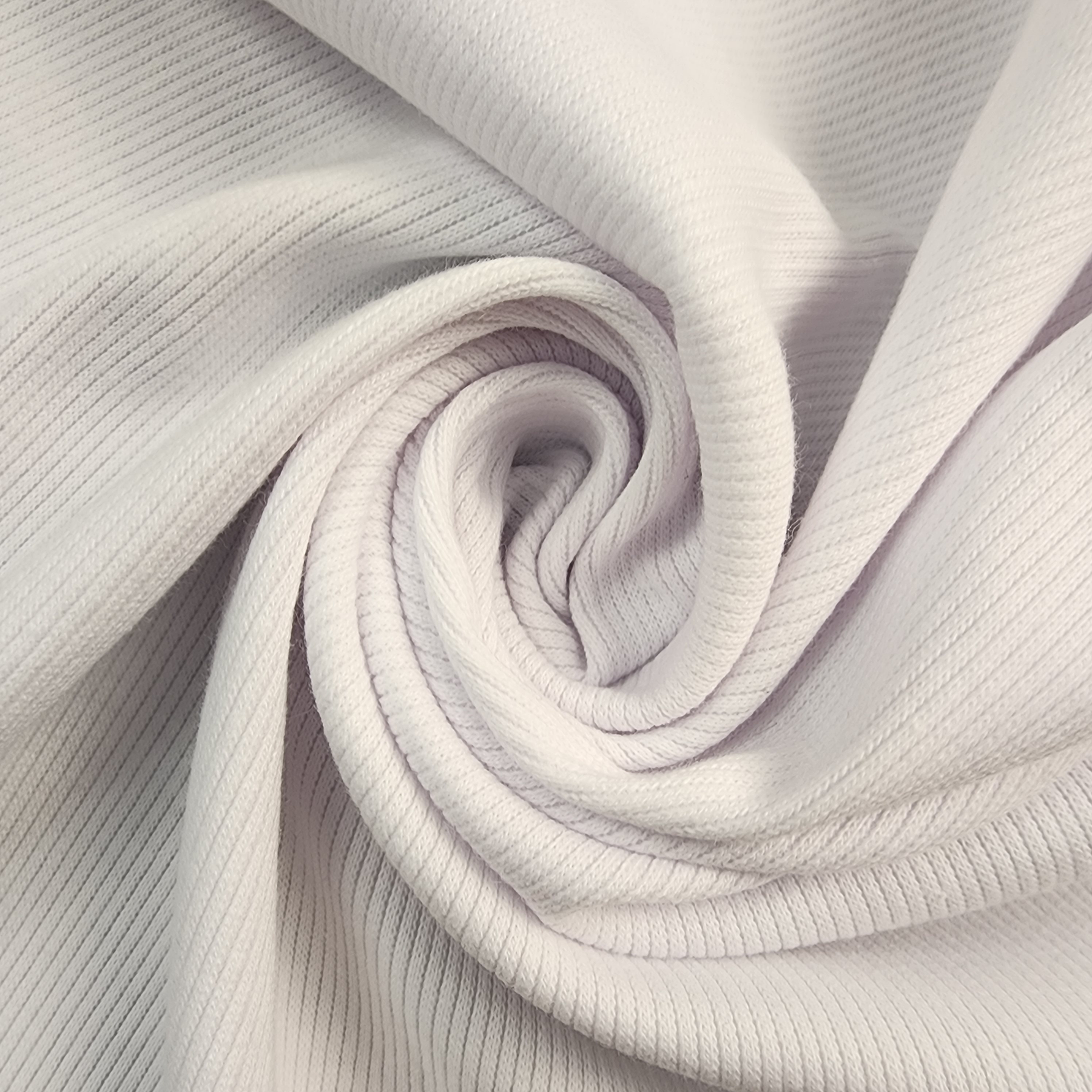 Solid White 2x1 Rib Knit Swirled