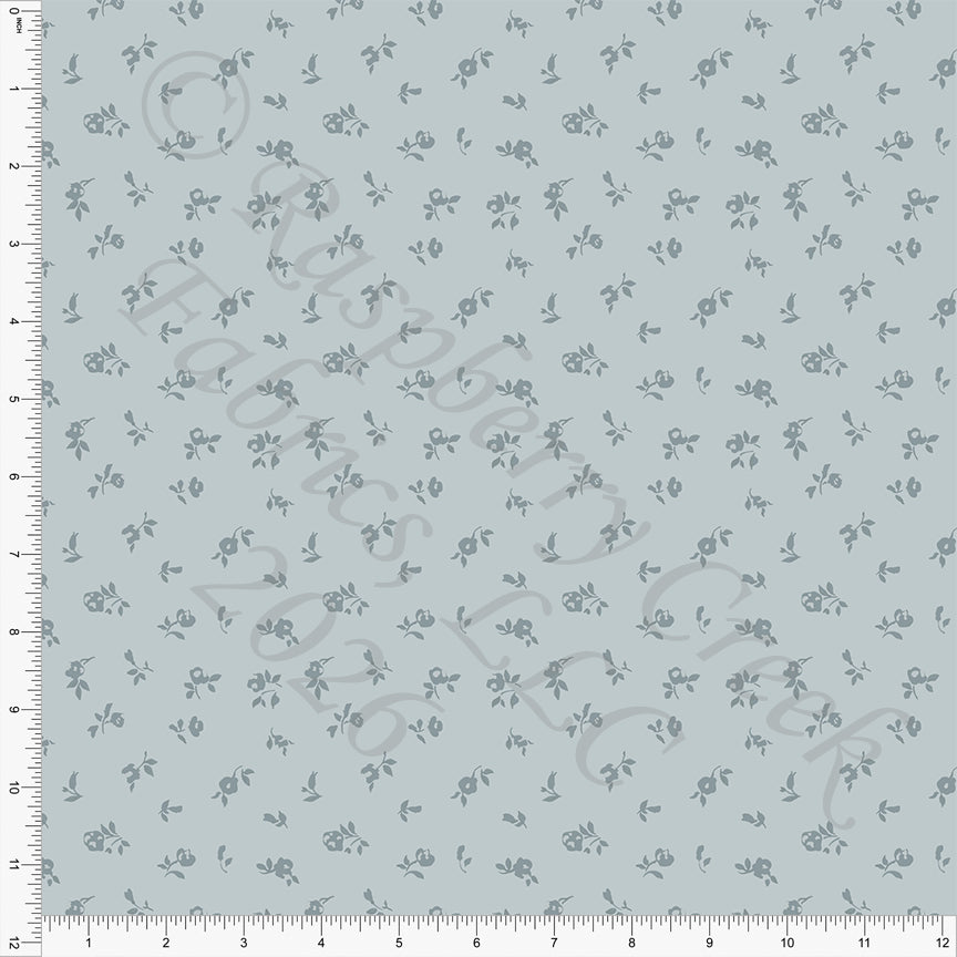 Tonal Light Teal Ditsy Floral, Rayon Challis by Diana Rammell