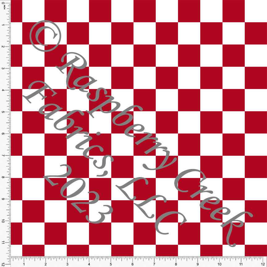 Red and White Checker Print Fabric, Basics for CLUB Fabrics