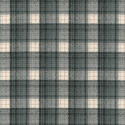 Tonal Smoke Grey Black Cream and Khaki Plaid Robert Kaufman Mammoth Flannel