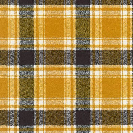 Mustard Brown and White Saffron Plaid Robert Kaufman Mammoth Flannel