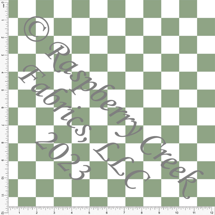 Sage Green and White Checker Print Fabric, Basics for CLUB Fabrics