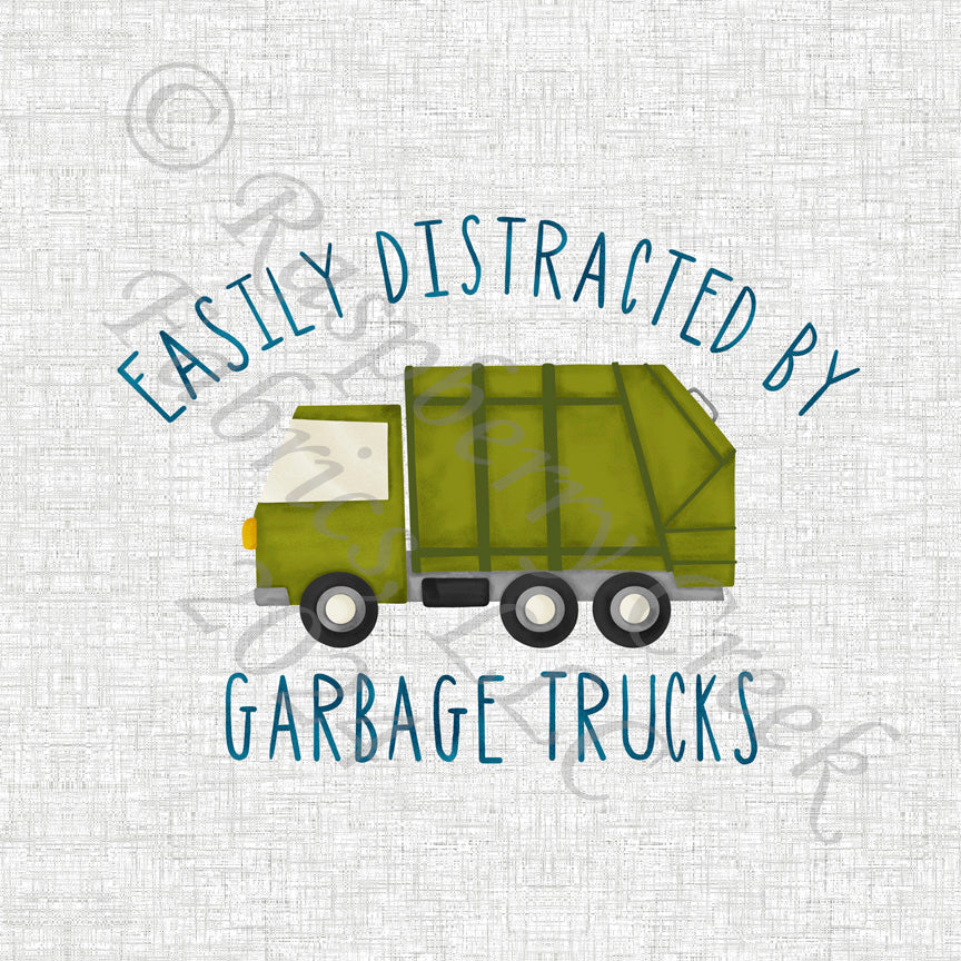 Grey Royal Blue and Deep Lime Easily Distracted By Garbage Truck Panel, Scandi Cars by Brittney Laidlaw for CLUB Fabrics