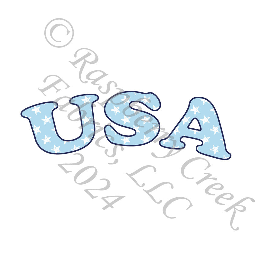 Light Blue Navy and White Star USA Panel, Seaside for CLUB Fabrics