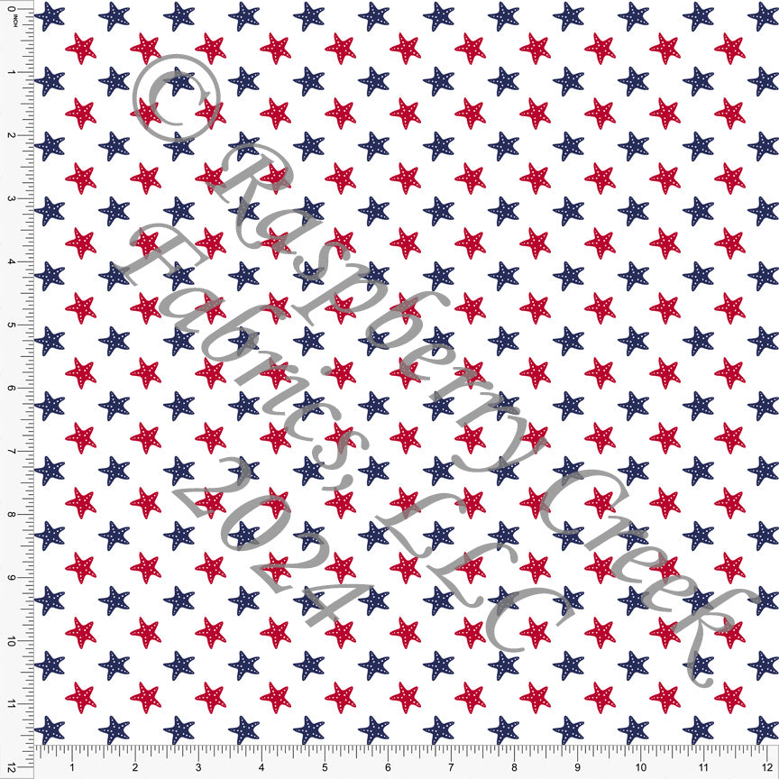 Navy Blue Red and White Starfish Print Fabric, Seaside for CLUB Fabrics