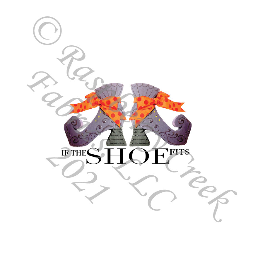 Tonal Purple Grey Black Orange and Grey If the Shoe Fits Witch Shoe Panel, Spooks and Spells by Elise Peterson for Club Fabrics
