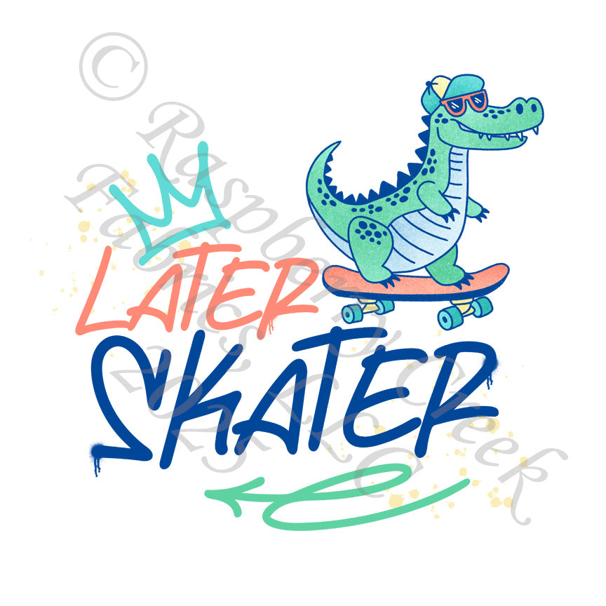 Seafoam Royal Blue and Orange Later Skater Panel, Skate Park By Krystal Winn Designs for CLUB Fabrics