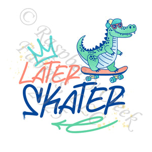 Seafoam Royal Blue and Orange Later Skater Panel, Skate Park By Krystal Winn Designs for CLUB Fabrics
