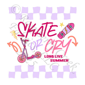 Lilac Fuchsia and Coral Skate or Cry Panel, Skate Park By Krystal Winn Designs for CLUB Fabrics