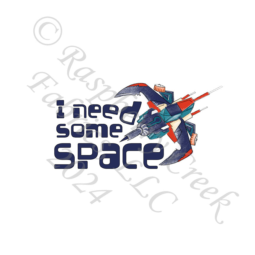 Navy Red Teal and Grey Spaceship I Need Some Space Panel, Spacecraft by Elise Peterson for CLUB Fabrics