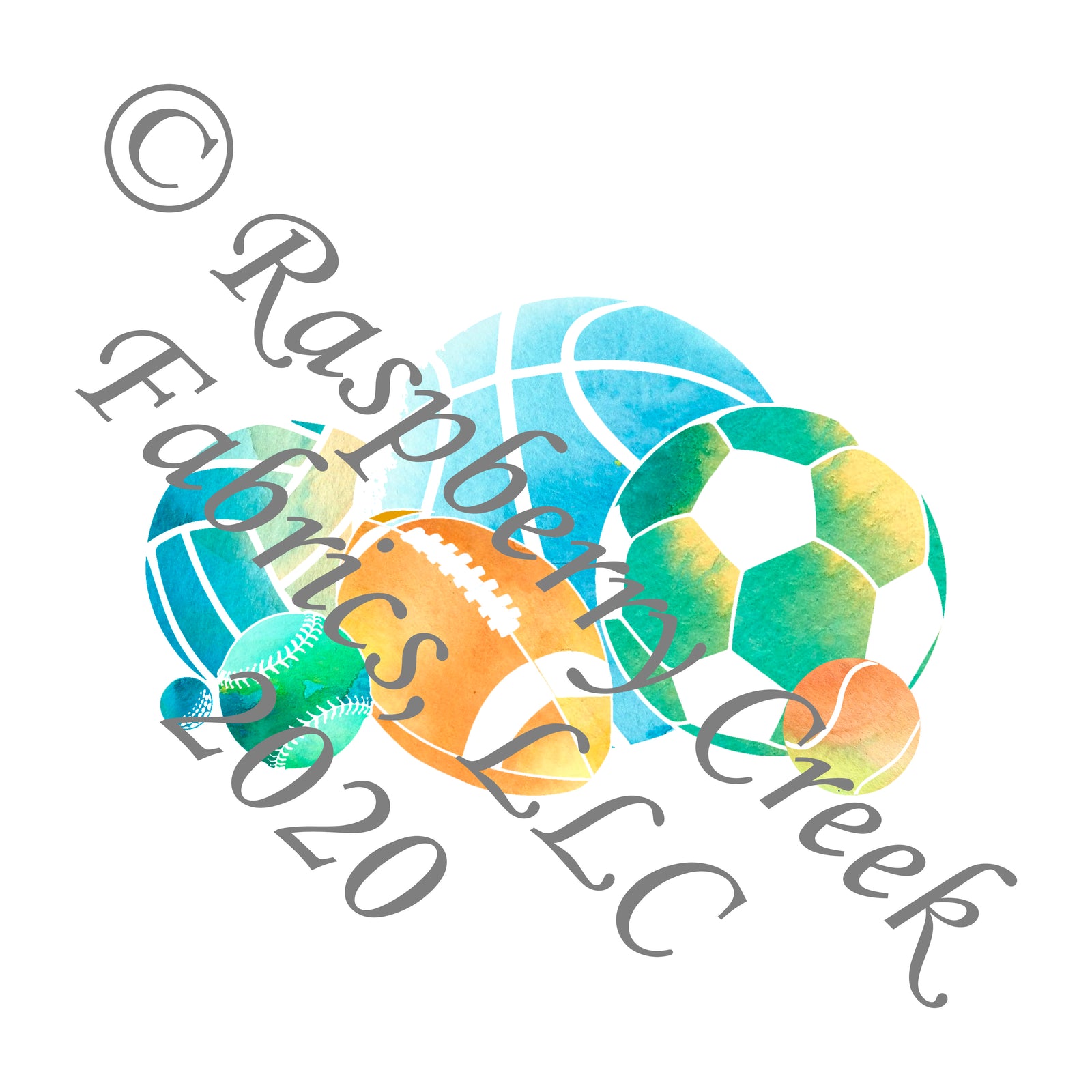 Bright Teal Green Yellow and Orange Tie Dye Sports Ball Panel, Summer Sports by Elise Peterson for Club Fabrics