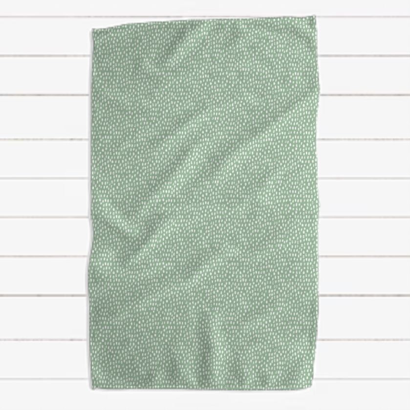 Green and White Random Pin Dot Waffle Towel