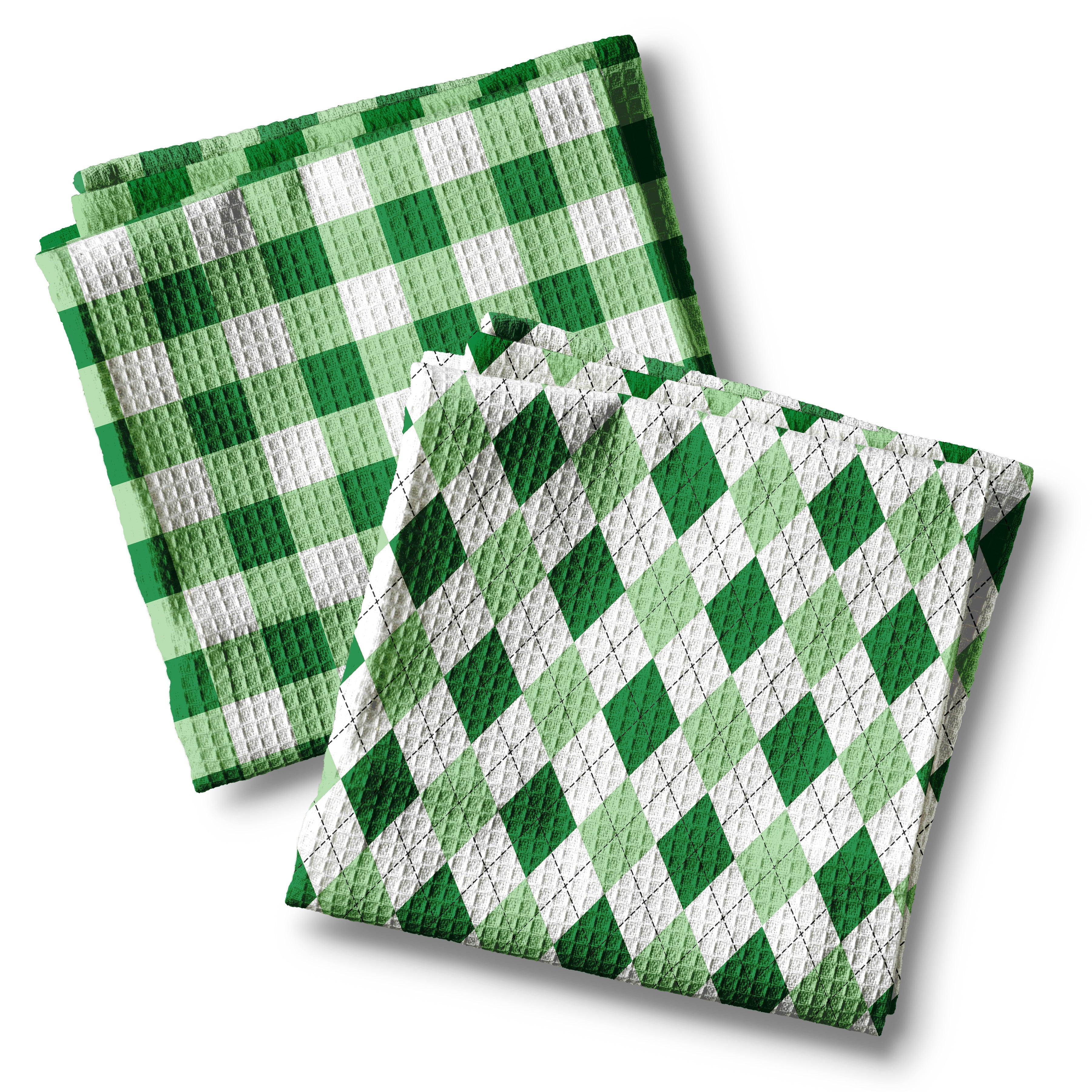 Tonal Green Plaid and Arygle St Patricks Day, Set of Two