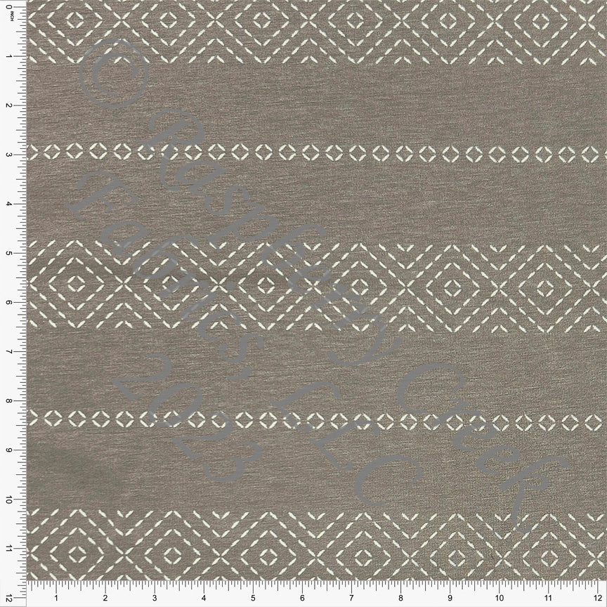 Chocolate and Cream Stitched Stripe Heathered FLEECE Sweatshirt Knit Fabric, CLUB Fabrics