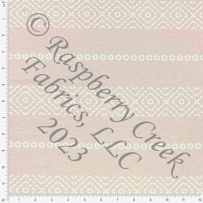 Peach Pink and Cream Stitched Stripe Heathered FLEECE Sweatshirt Knit Fabric, CLUB Fabrics