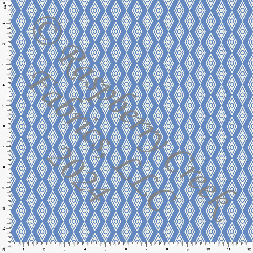 Tonal Cornflower Blue Vertical Diamond Stripe Print Fabric, Summer Vibes by Kim Henrie for Club Fabrics