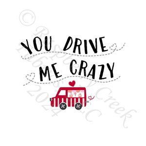 Red Black and Coral You Drive Me Crazy Food Truck Panel, Sweet Valentines by Nice to Michiyo Design for CLUB Fabric